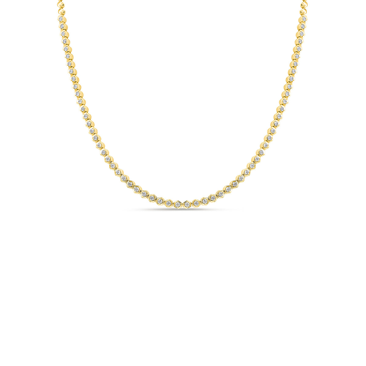 Hex Chunky Diamond Tennis Necklace Solid