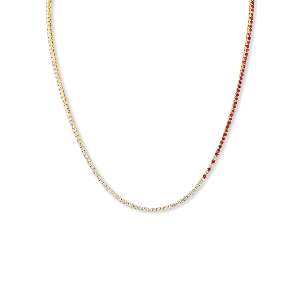 Ruby Cascade Diamond Tennis Necklace Solid