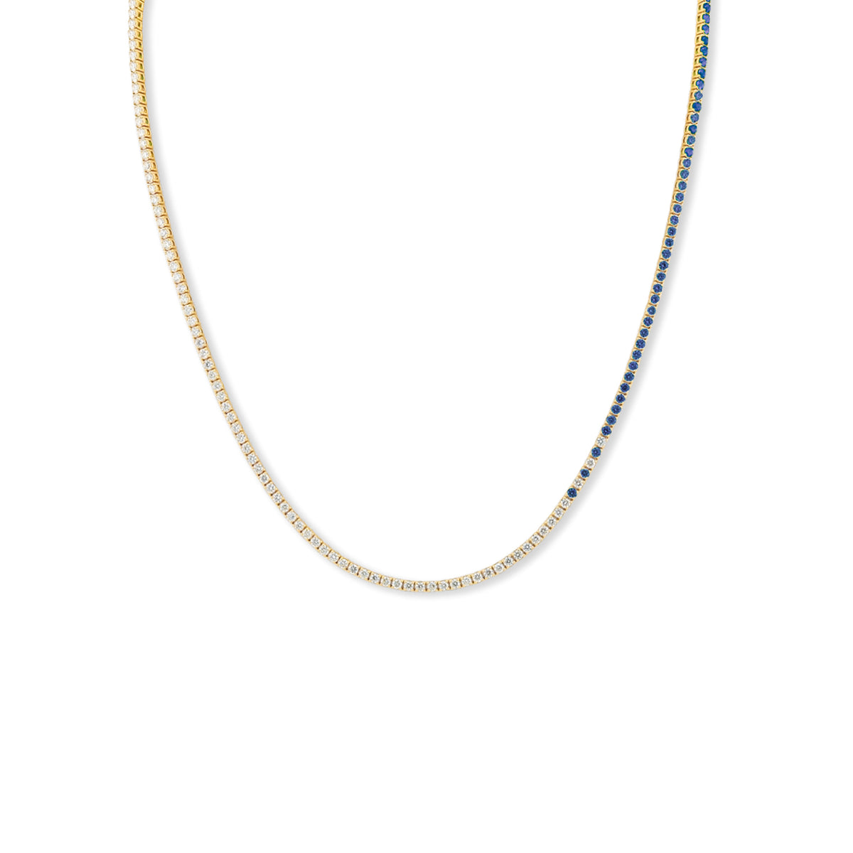 Sapphire Cascade Diamond Tennis Necklace Solid