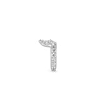 Single silver diamond right earring with an angular design
