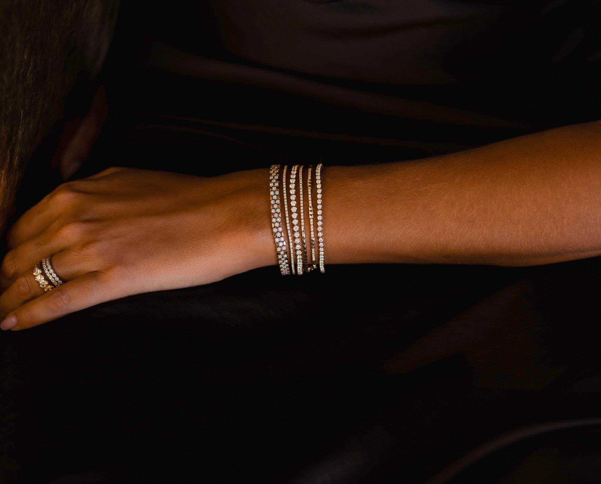 Honeycomb Diamond Tennis Bracelet - Solid Gold