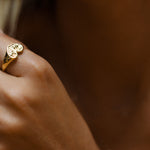 Heart Signet Ring - Gold - Aaria London