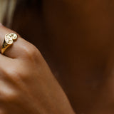 Heart Signet Ring - Gold - Aaria London