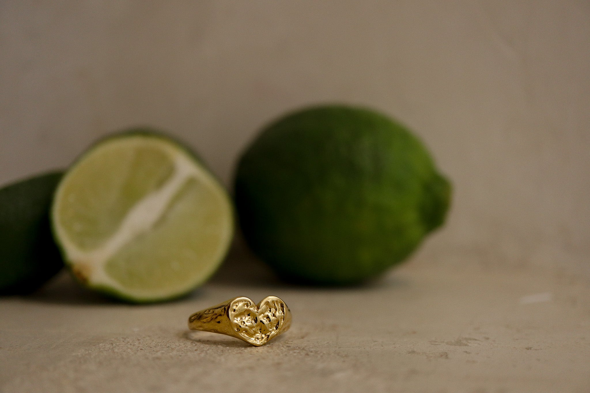 Heart Signet Ring - Gold - Aaria London