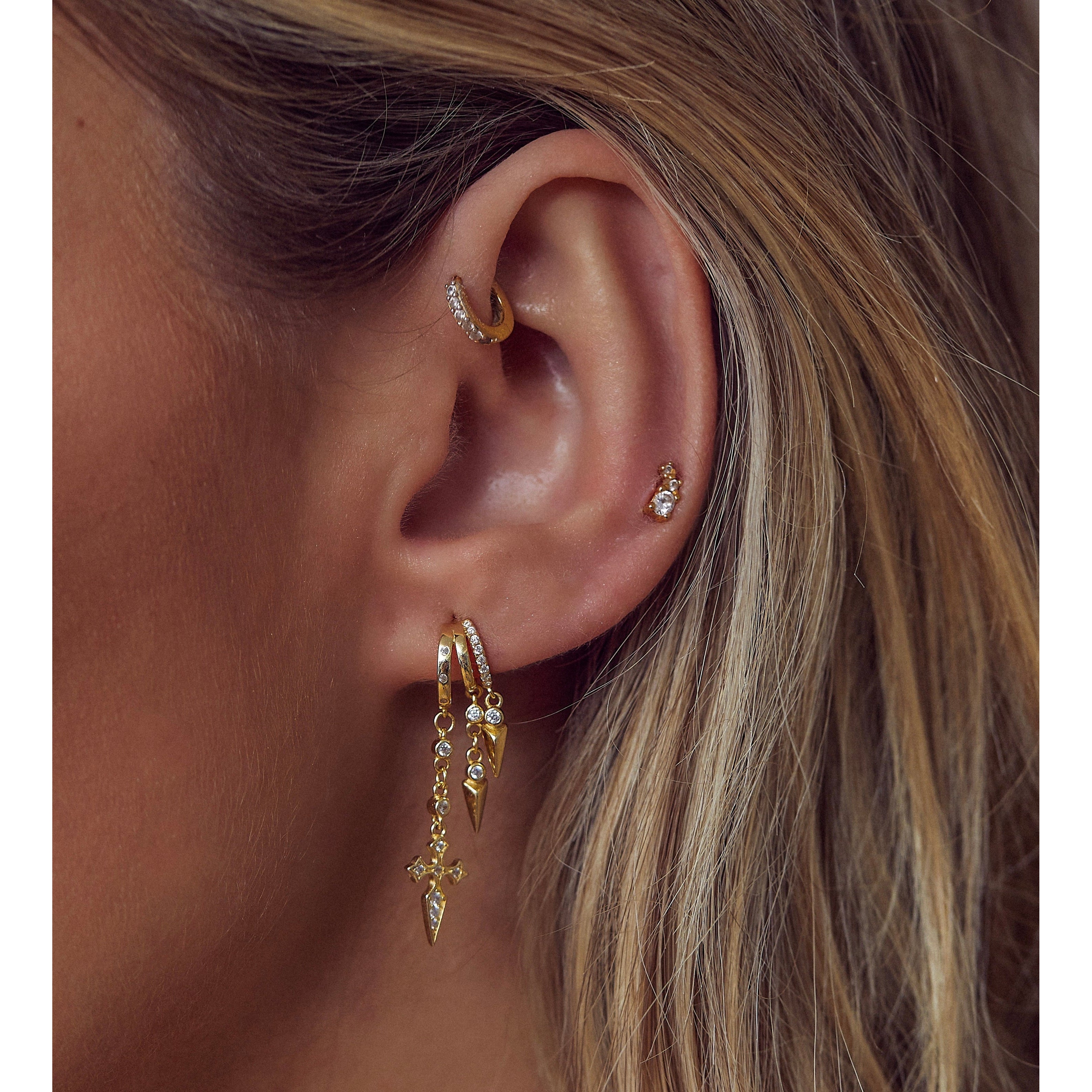 Naxos Cross Illusion Earrings - Solid Gold - Aaria London