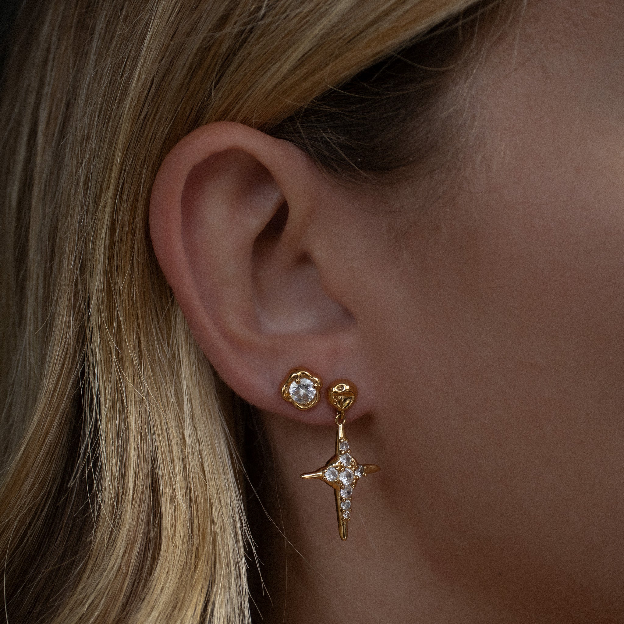 Molten Gem Earrings - Silver - Aaria London