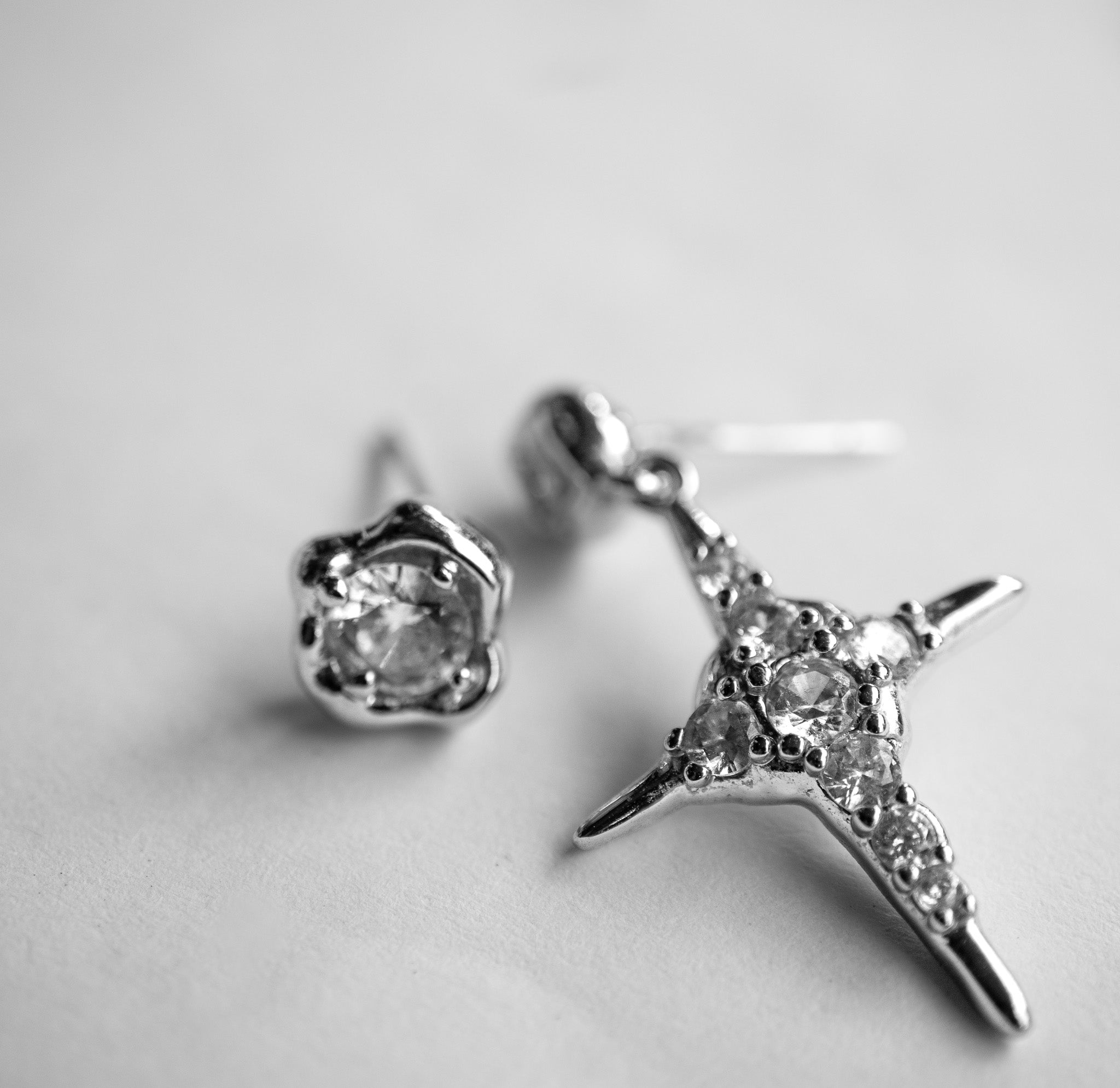 Molten Gem Earrings - Silver - Aaria London