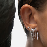 Silver layered chain hoop earrings with dangling charms
