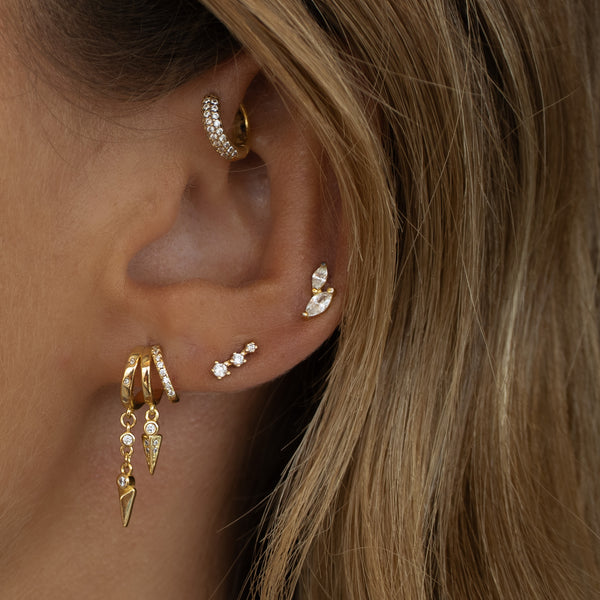 tilcara earrings small gold plated studs Aaria london