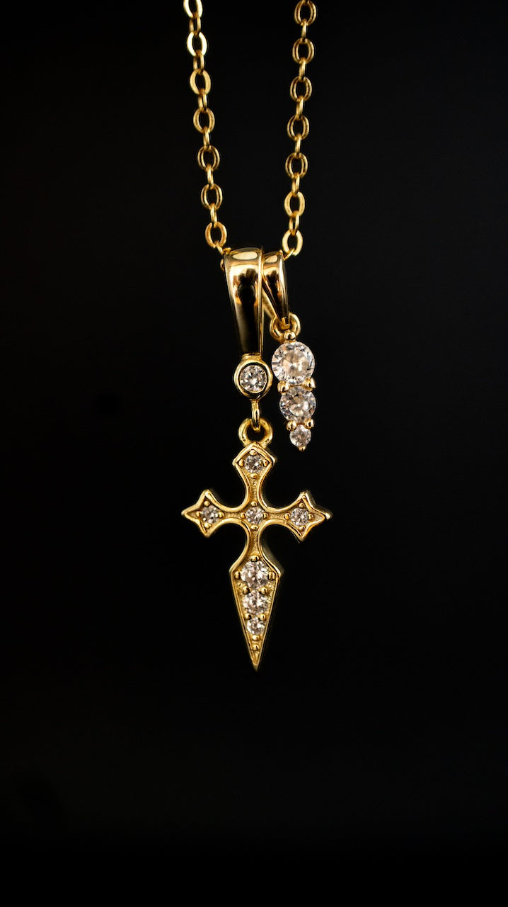 Naxos Cross Necklace - Gold - Aaria London