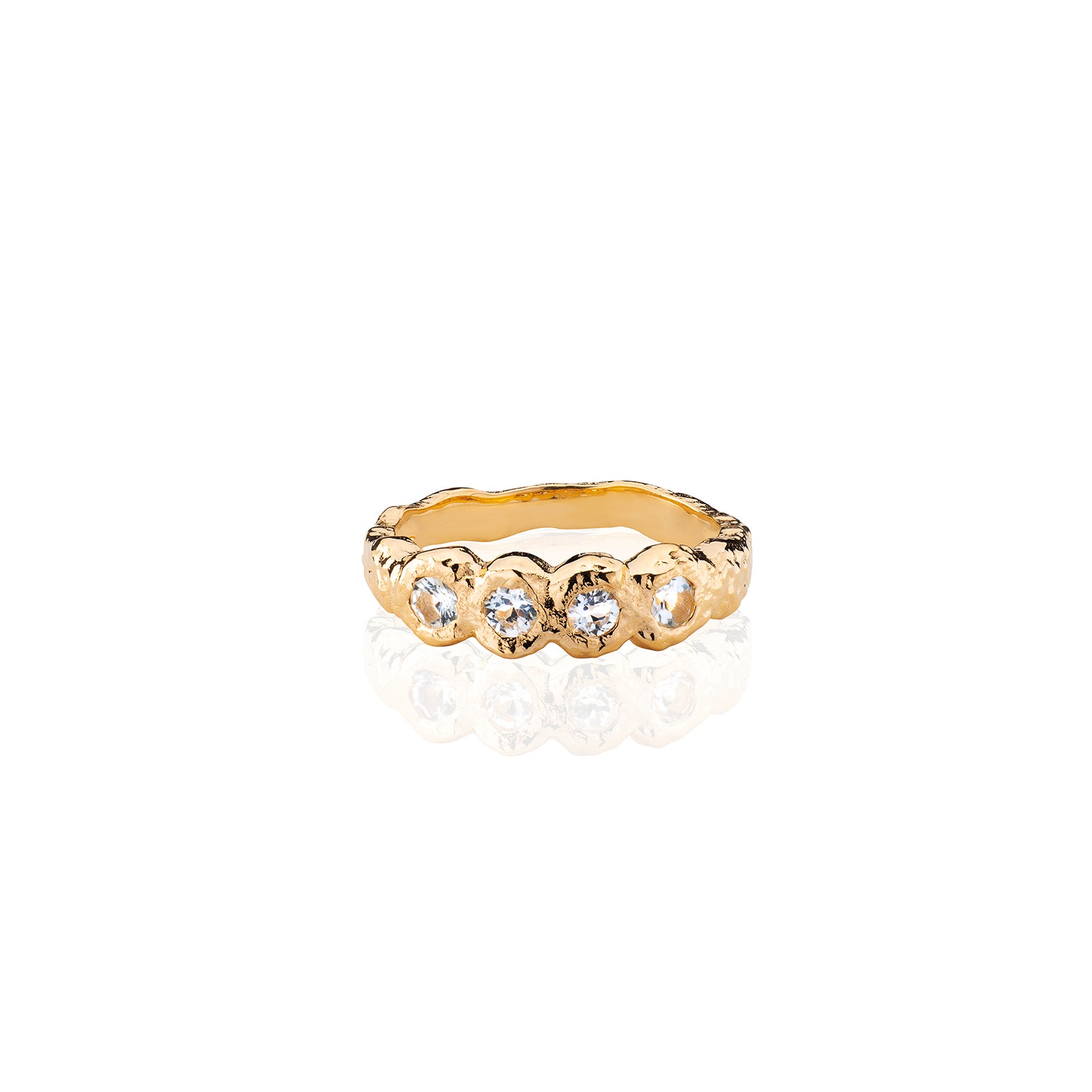 Juno Molten Hammered Topaz Ring - Gold - Aaria London