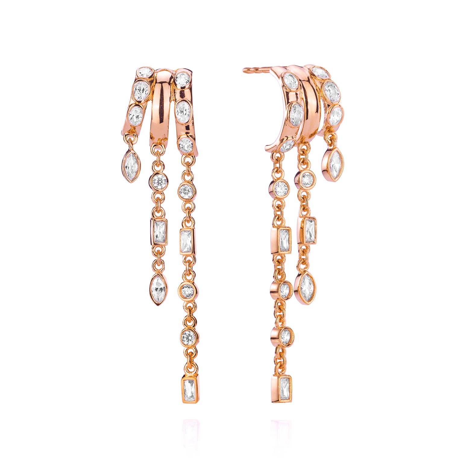 Kalani Stacked Triple Hoop Illusion Earrings