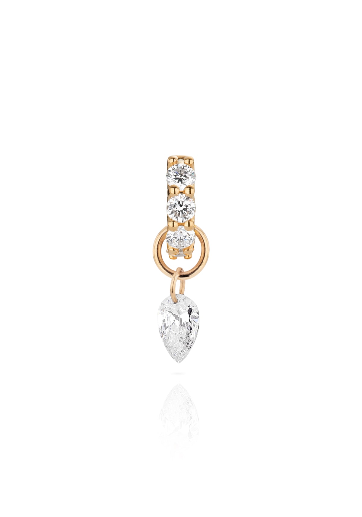 Diamond Drop Earring Charm - 14k Solid Gold and Lab Diamonds
