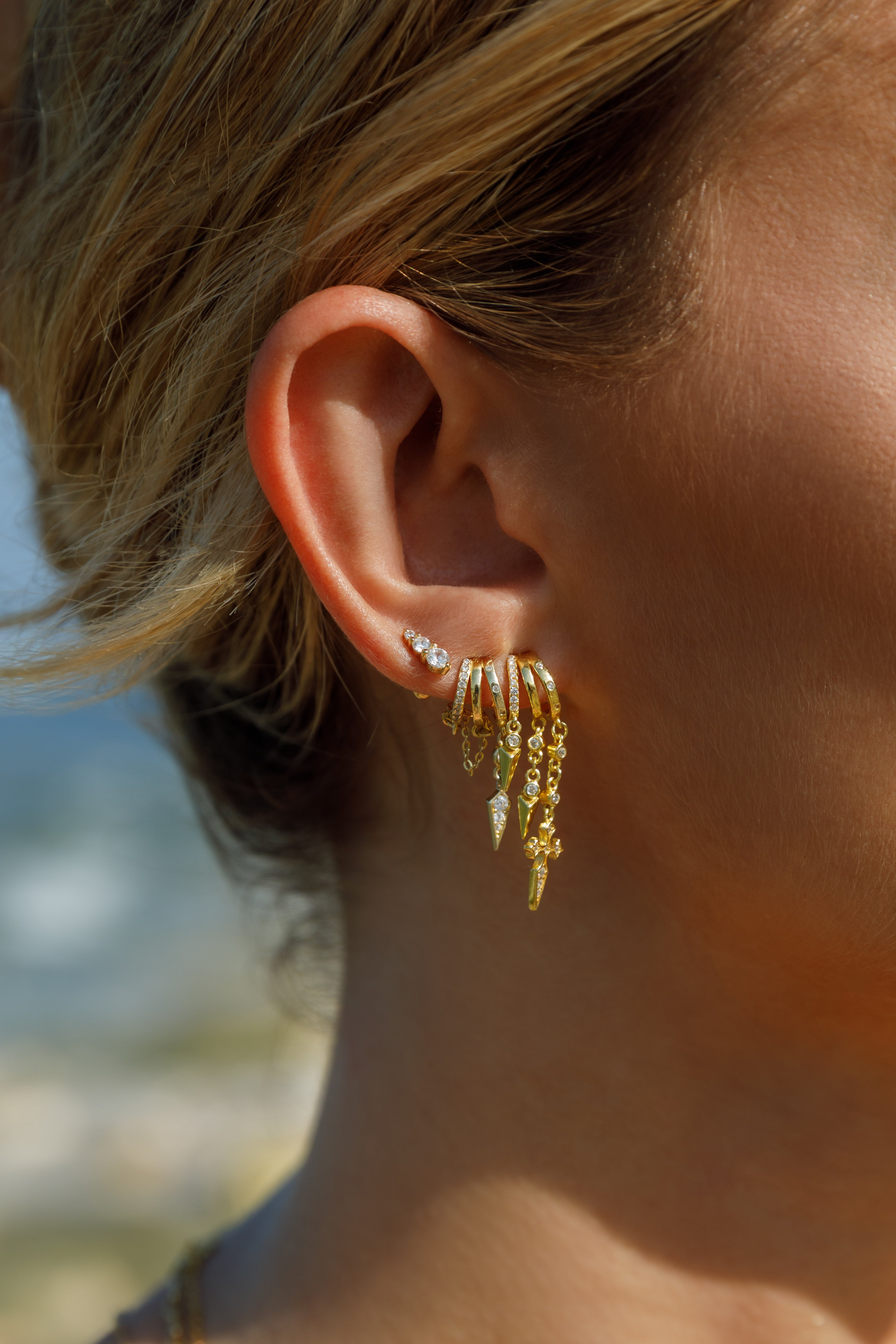 Maya Spike Stud Earring - Gold - Aaria London