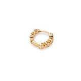 A gold Milano hoop earring with bezel-set gemstones.