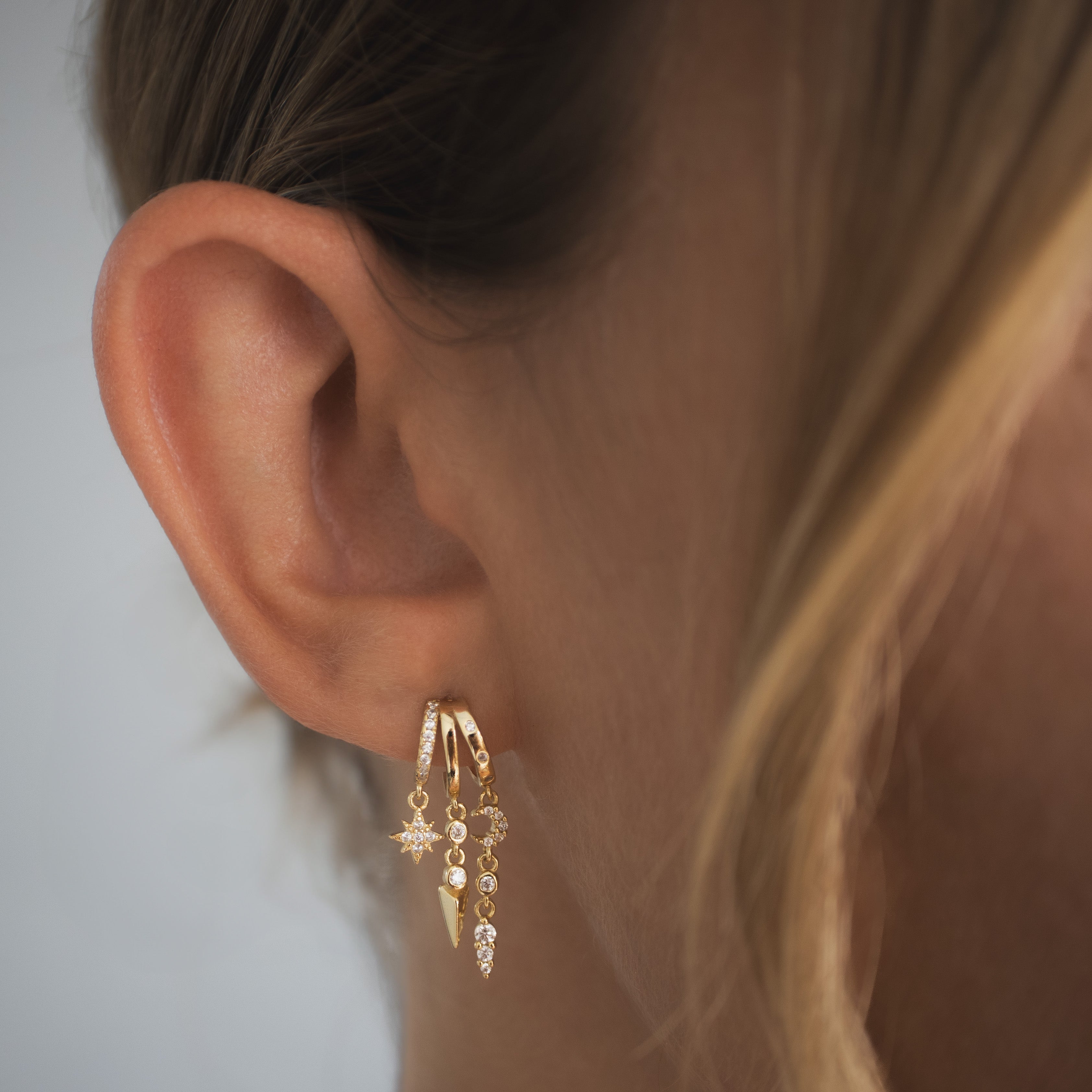 Mini Nyx Illusion Earrings - Gold - Aaria London