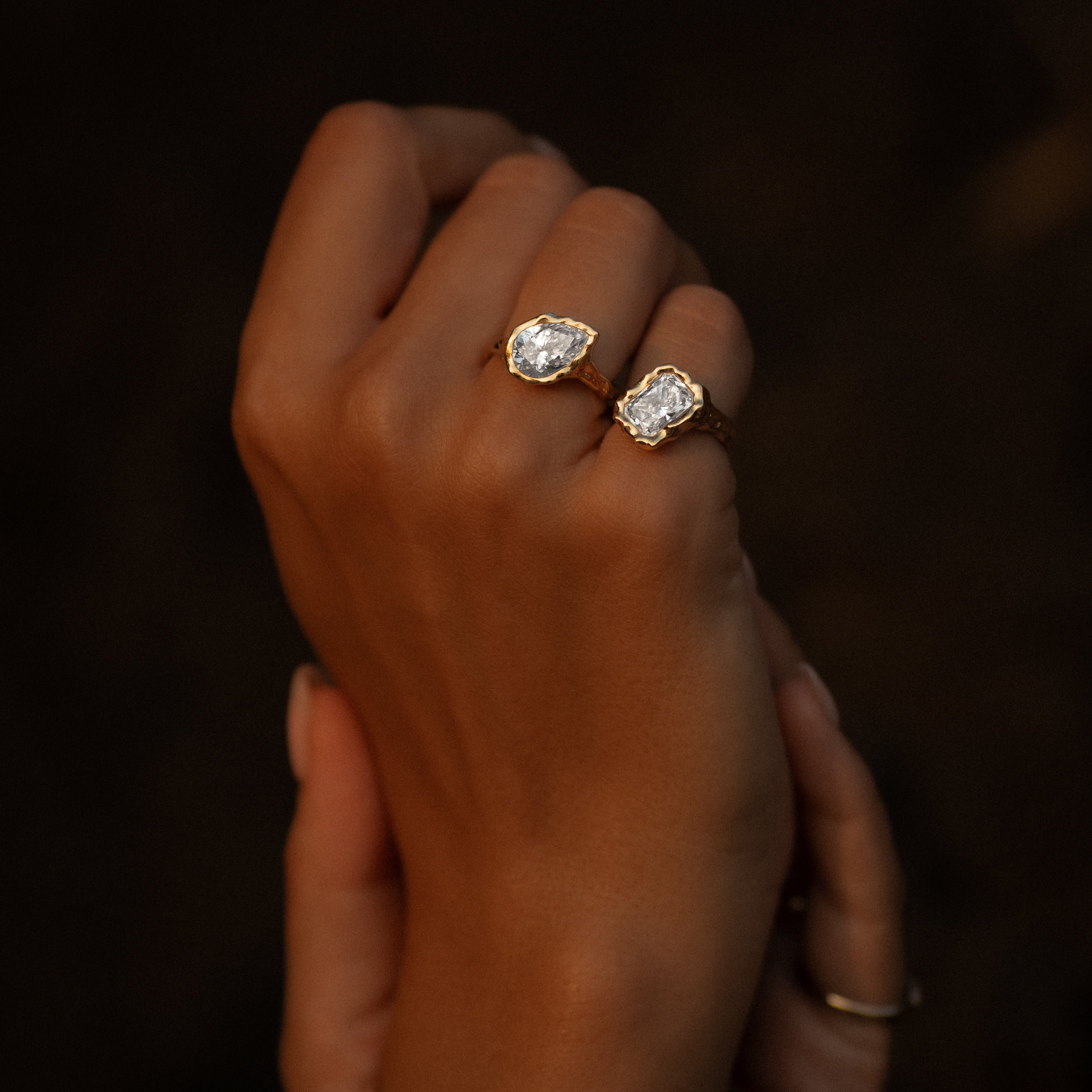 Moissanite Square Molten Ring