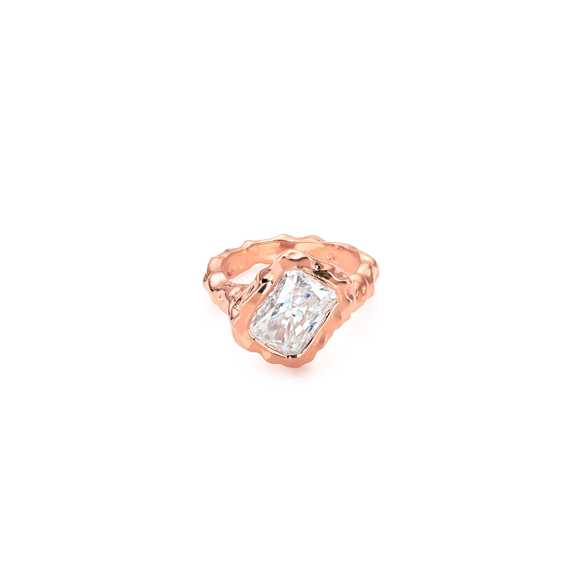 Molten Square Ring - Solid Gold with Lab Diamond