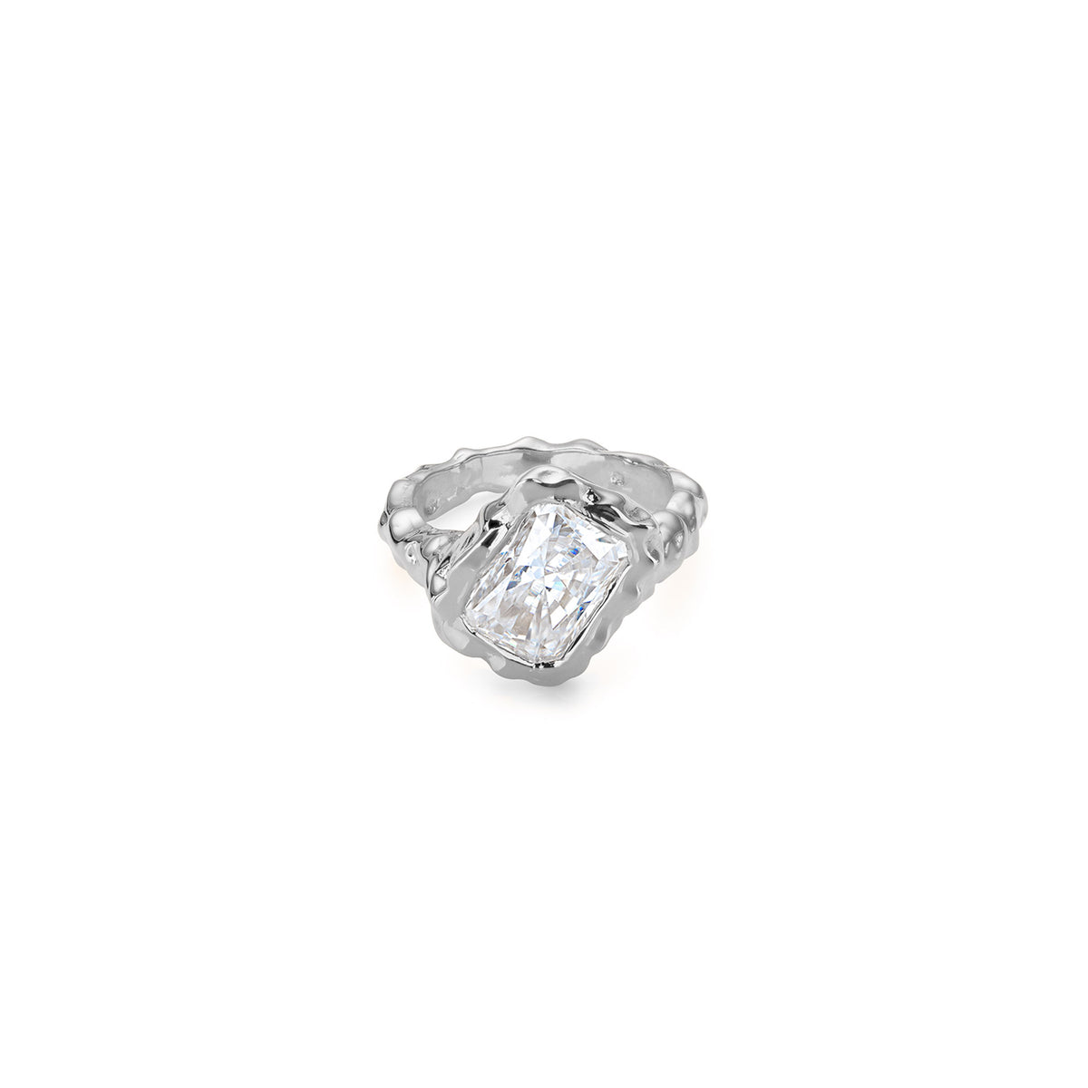 Molten Square Ring - Solid Gold with Lab Diamond