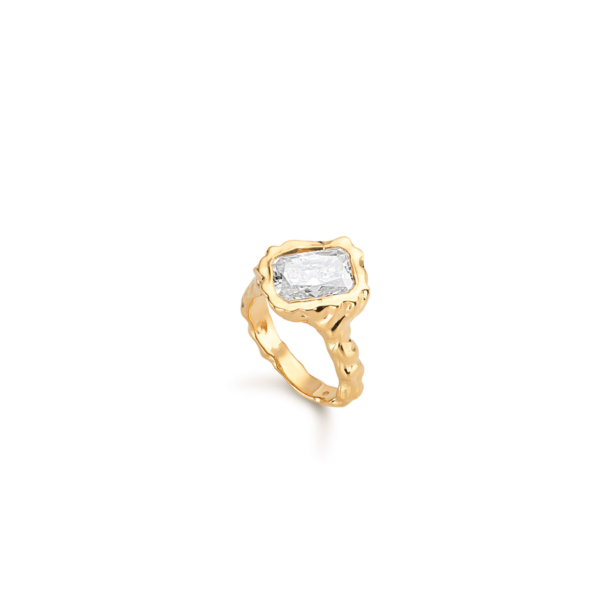 Molten Square Ring - Solid Gold with Lab Diamond