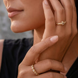 Sierra Hammered Ring With White Topaz - Silver - Aaria London