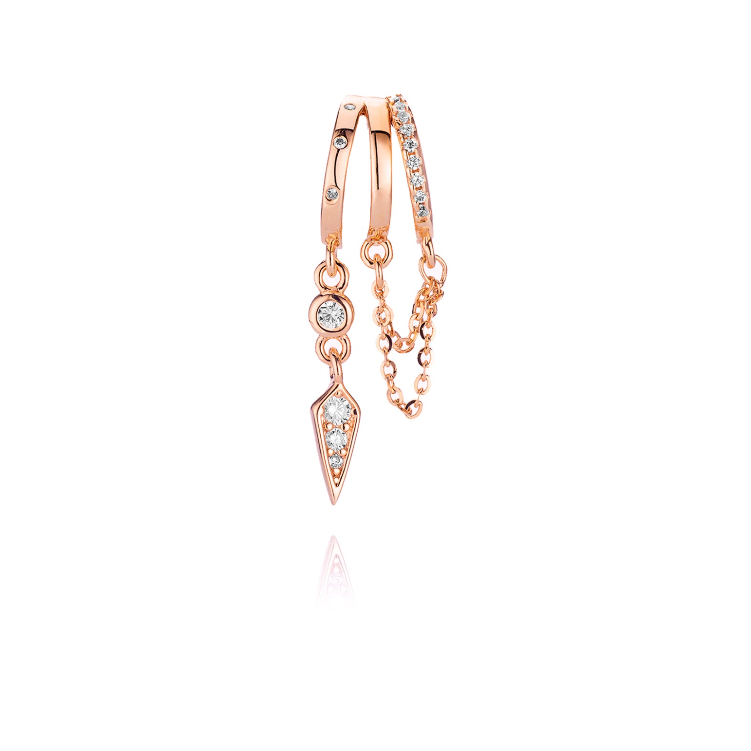 Palma Spike Charm Illusion Earrings - Solid Gold