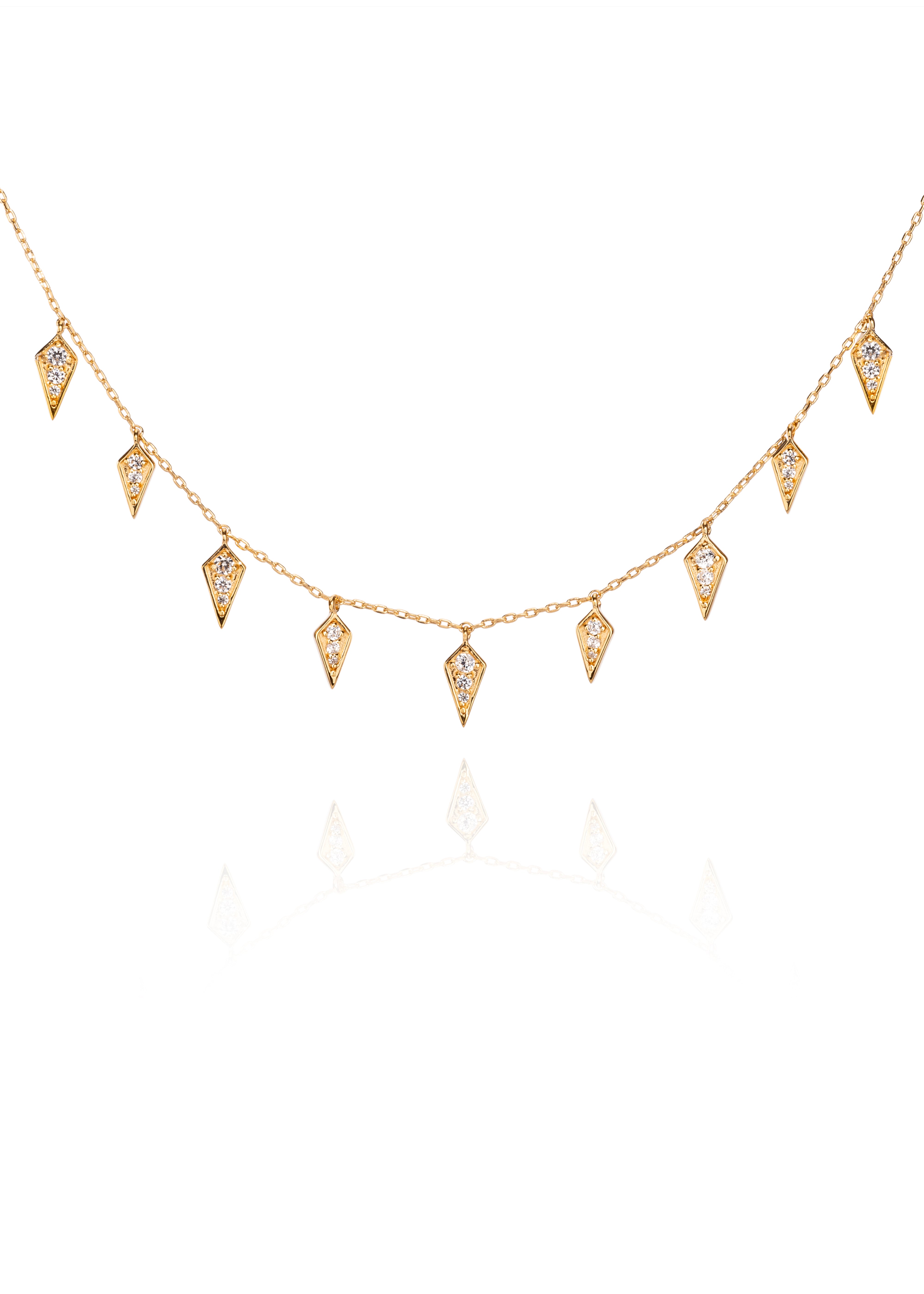 Gold necklace with diamond-shaped charms on a fine chain 2
