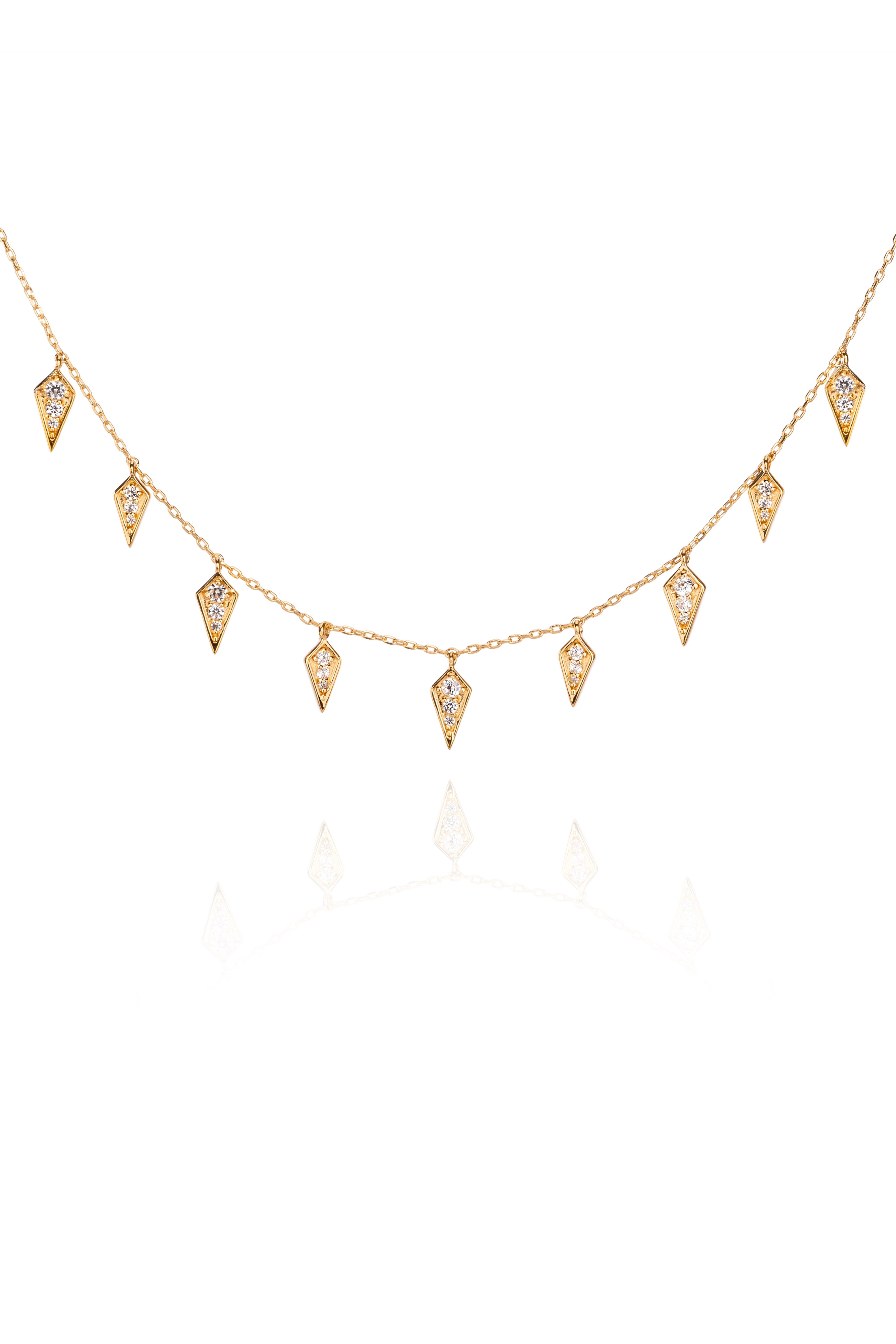 Gold necklace with diamond-shaped charms on a fine chain 2