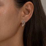 Paros Triple charm silver hoop earrings 