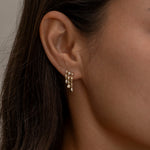Paros Triple charm gold hoop earrings 