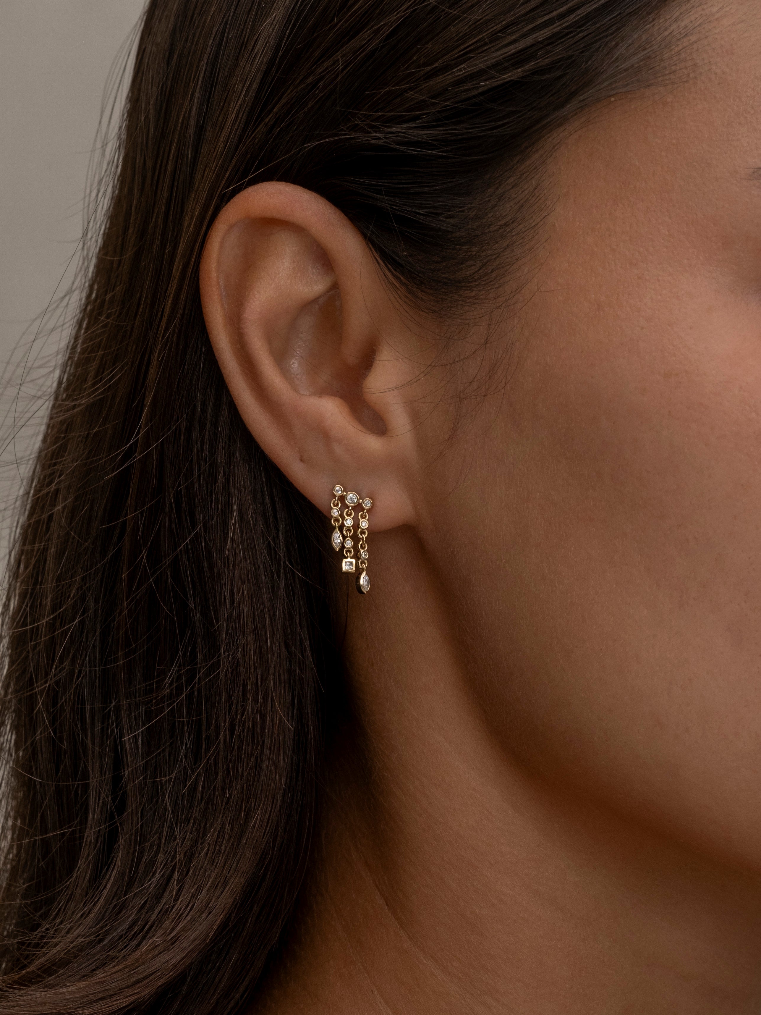 Paros Triple charm gold hoop earrings 