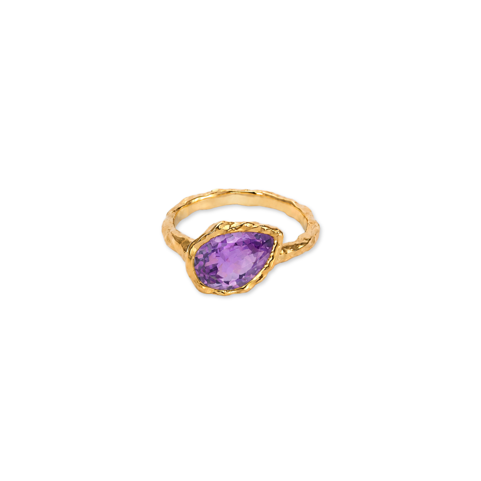 Amethyst Pear February Birthstone Ring