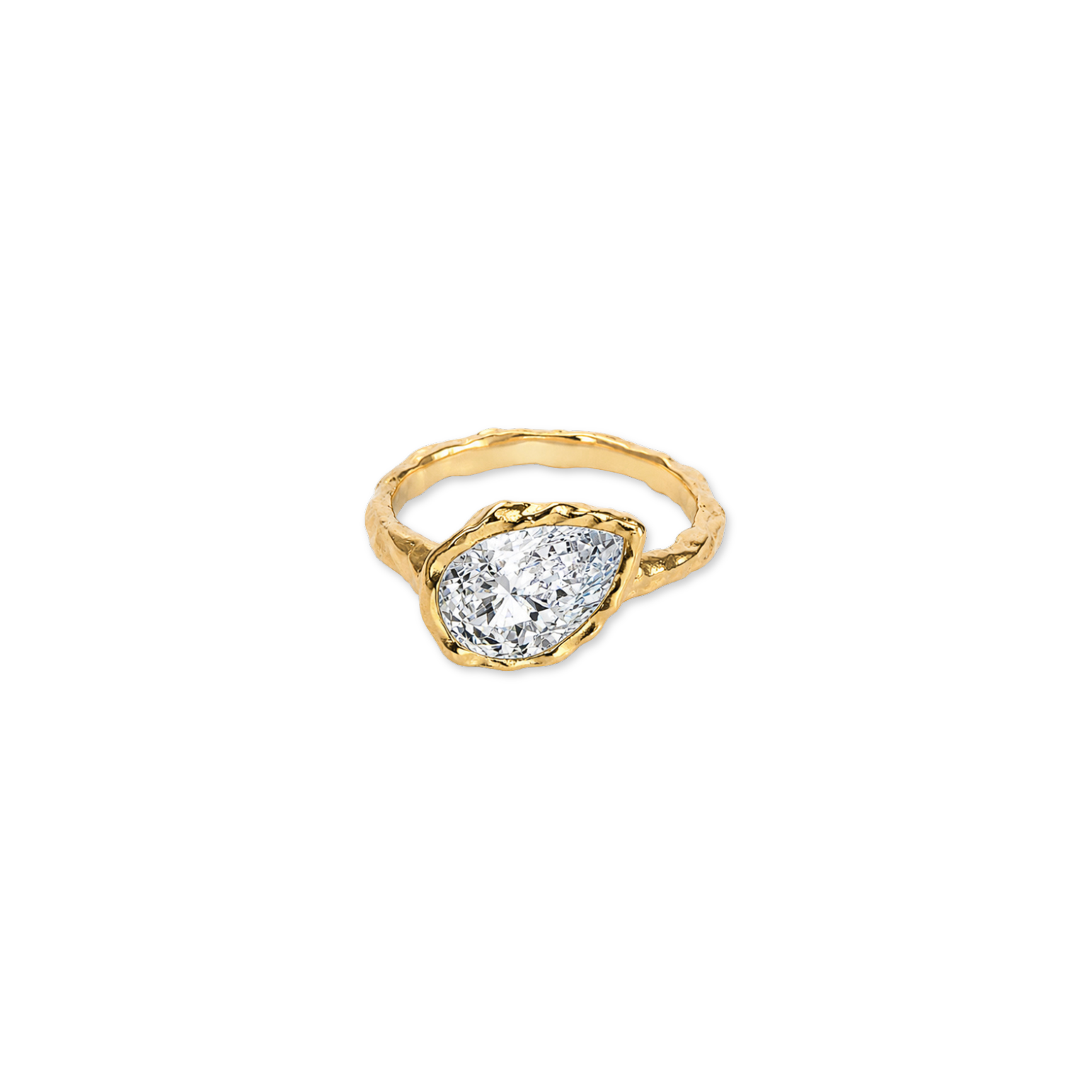 Moissanite Pear Shape Molten Ring
