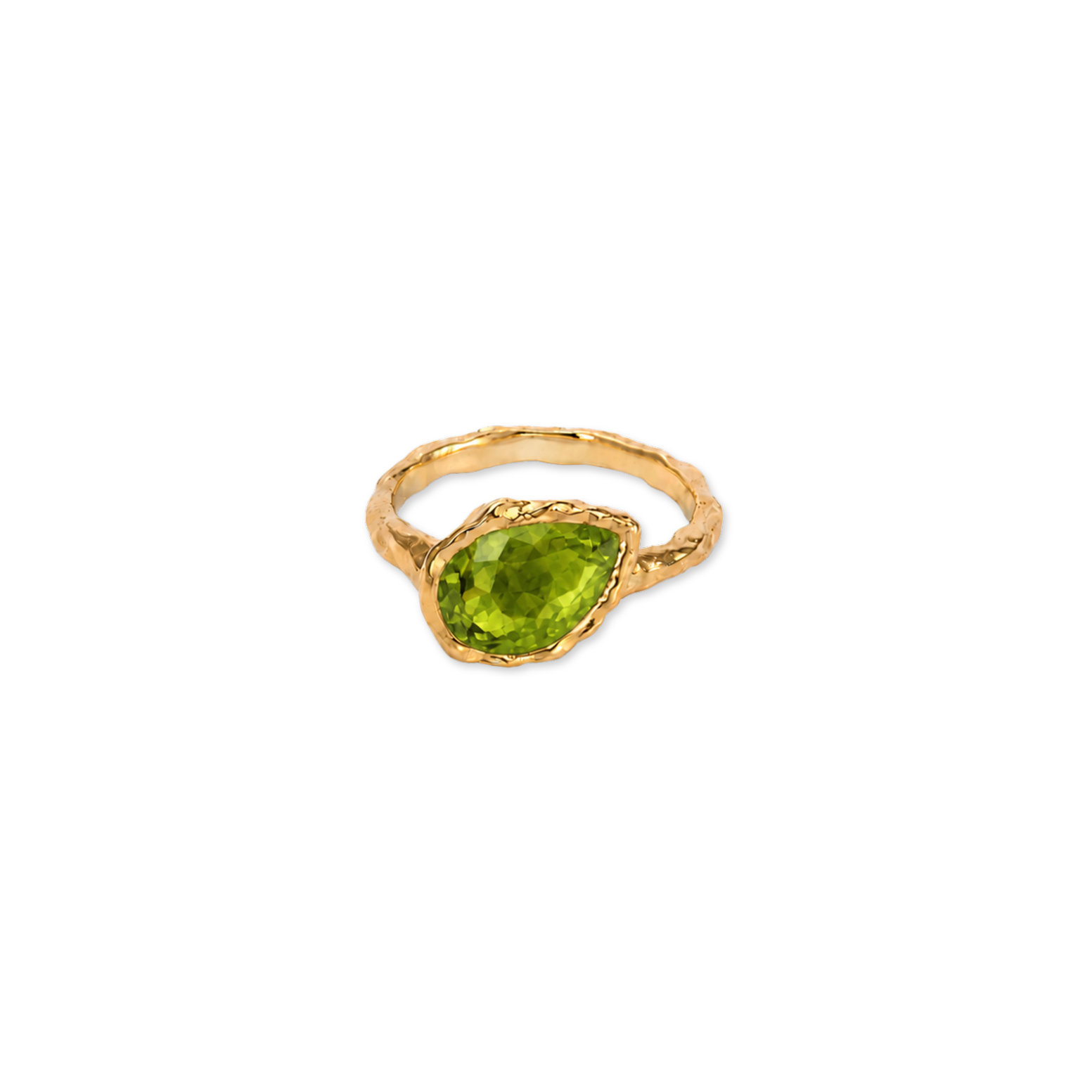 Green Onyx Pear August Birthstone Ring