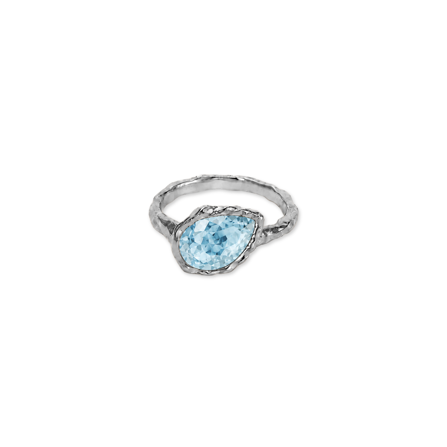 Light Blue Topaz Pear December Birthstone Ring