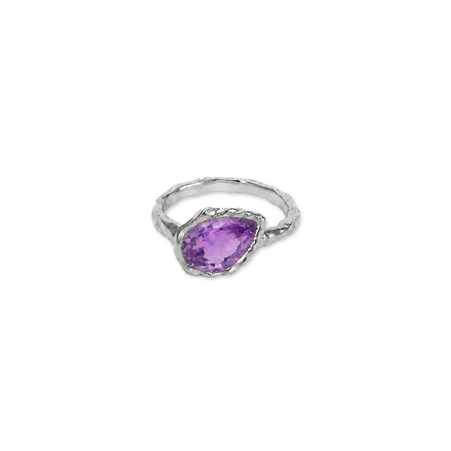 Amethyst Pear February Birthstone Ring