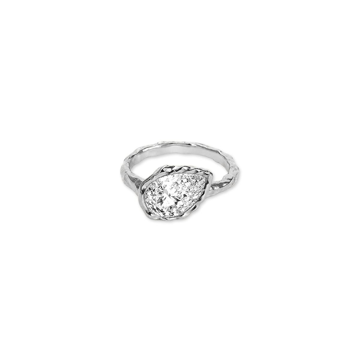 Moissanite Pear Shape Molten Ring