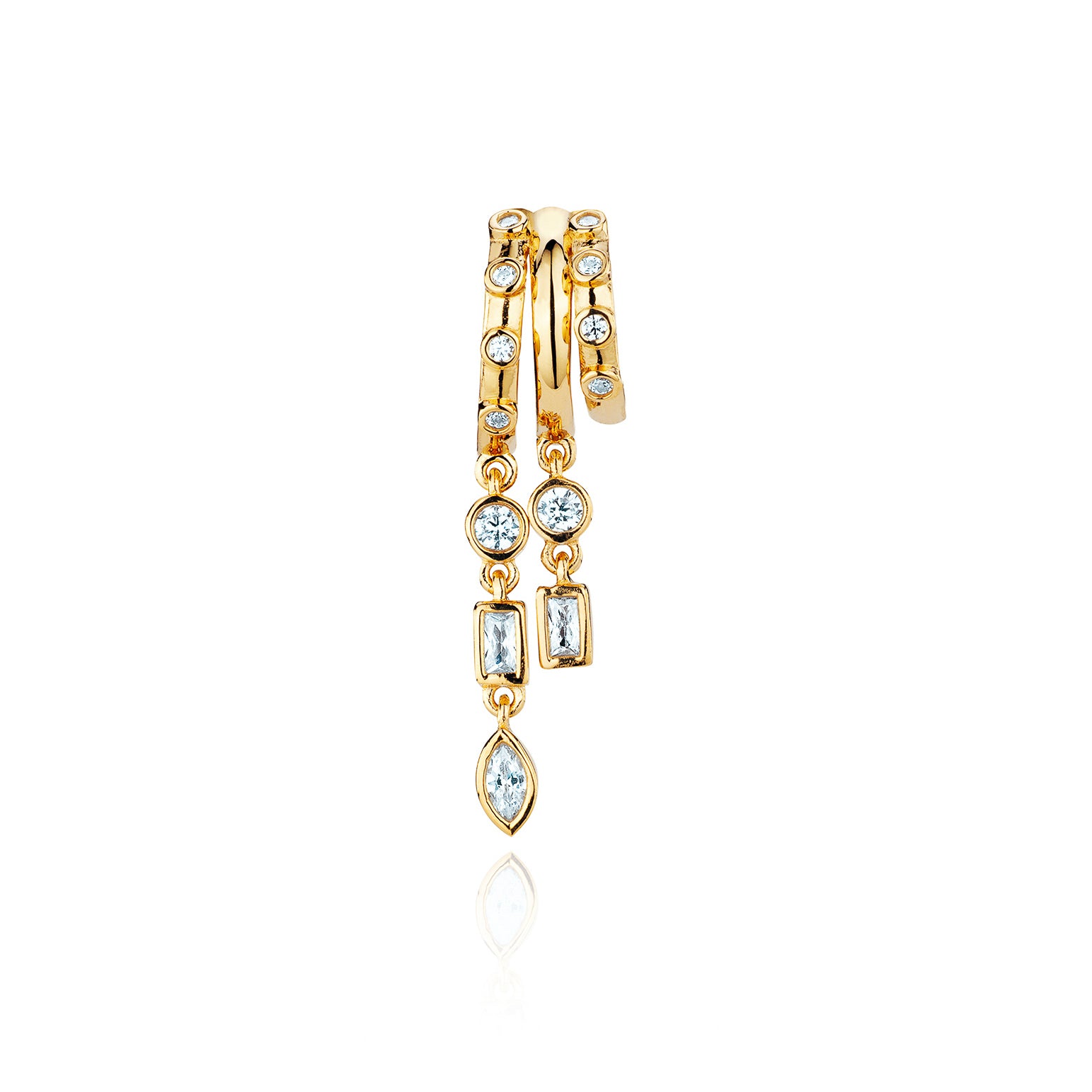 Petra Stacked Illusion Earrings - Blue Topaz