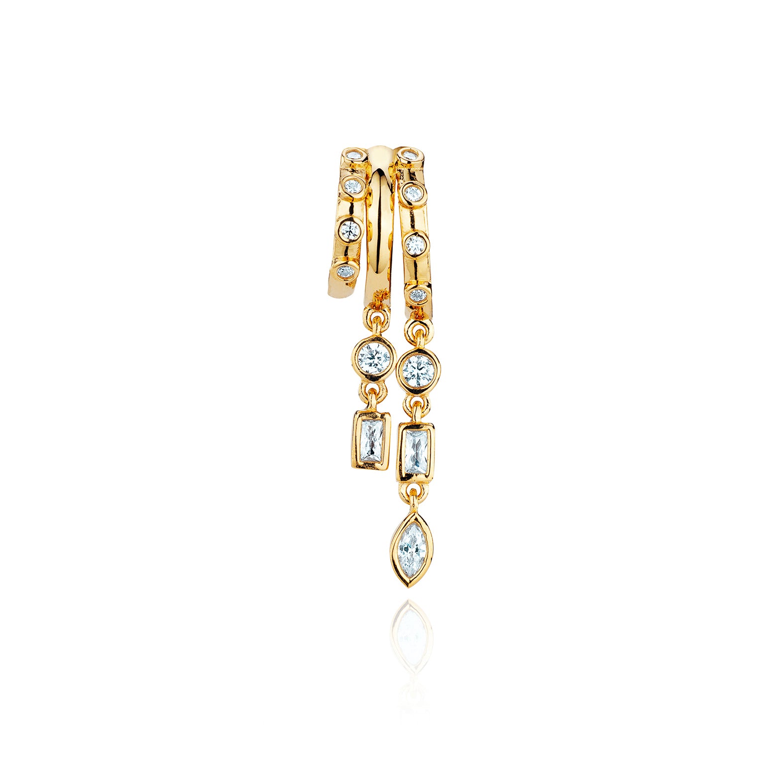 Petra Stacked Illusion Earrings - Blue Topaz