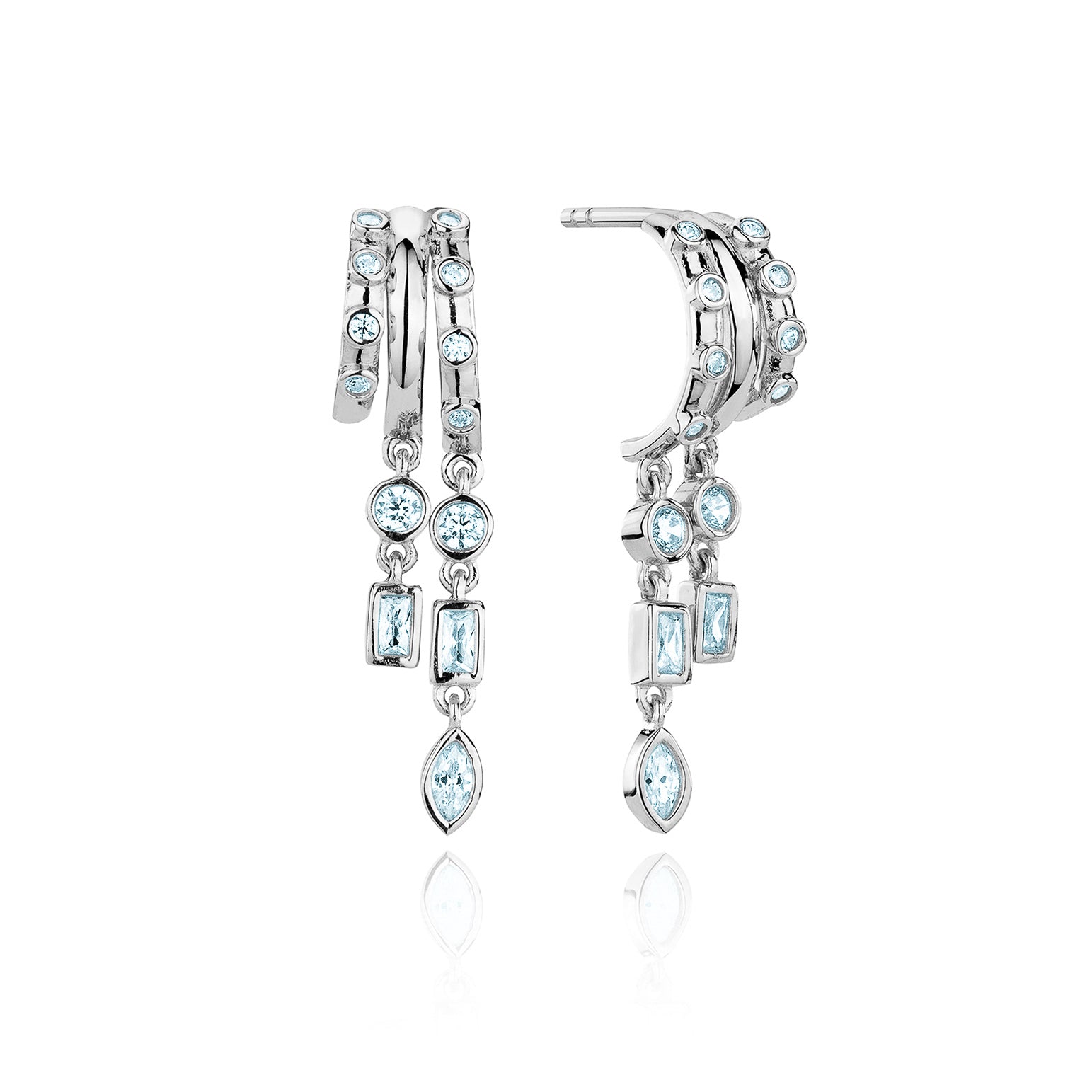 Petra Stacked Illusion Earrings - Blue Topaz