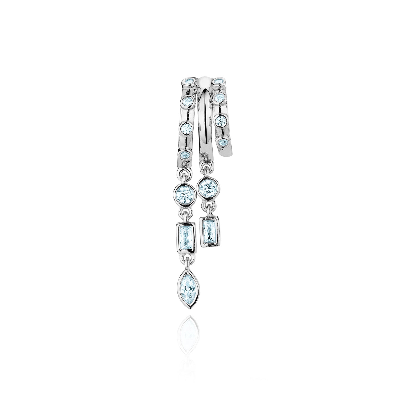 Petra Stacked Illusion Earrings - Blue Topaz