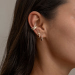 Gold and diamond ear cuff set with layered design 2