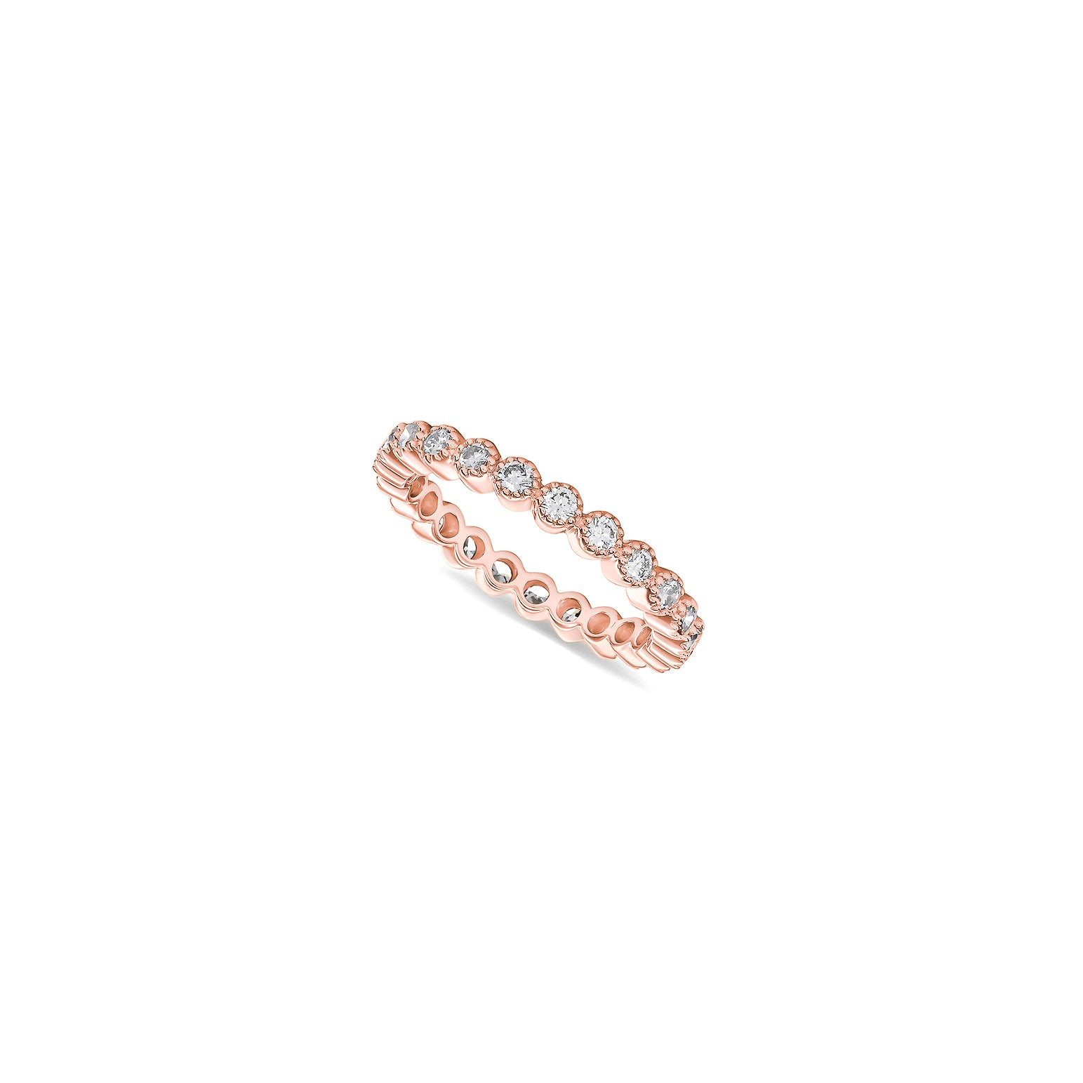 Halo Diamond Full Eternity Slim Band Ring - Solid Gold