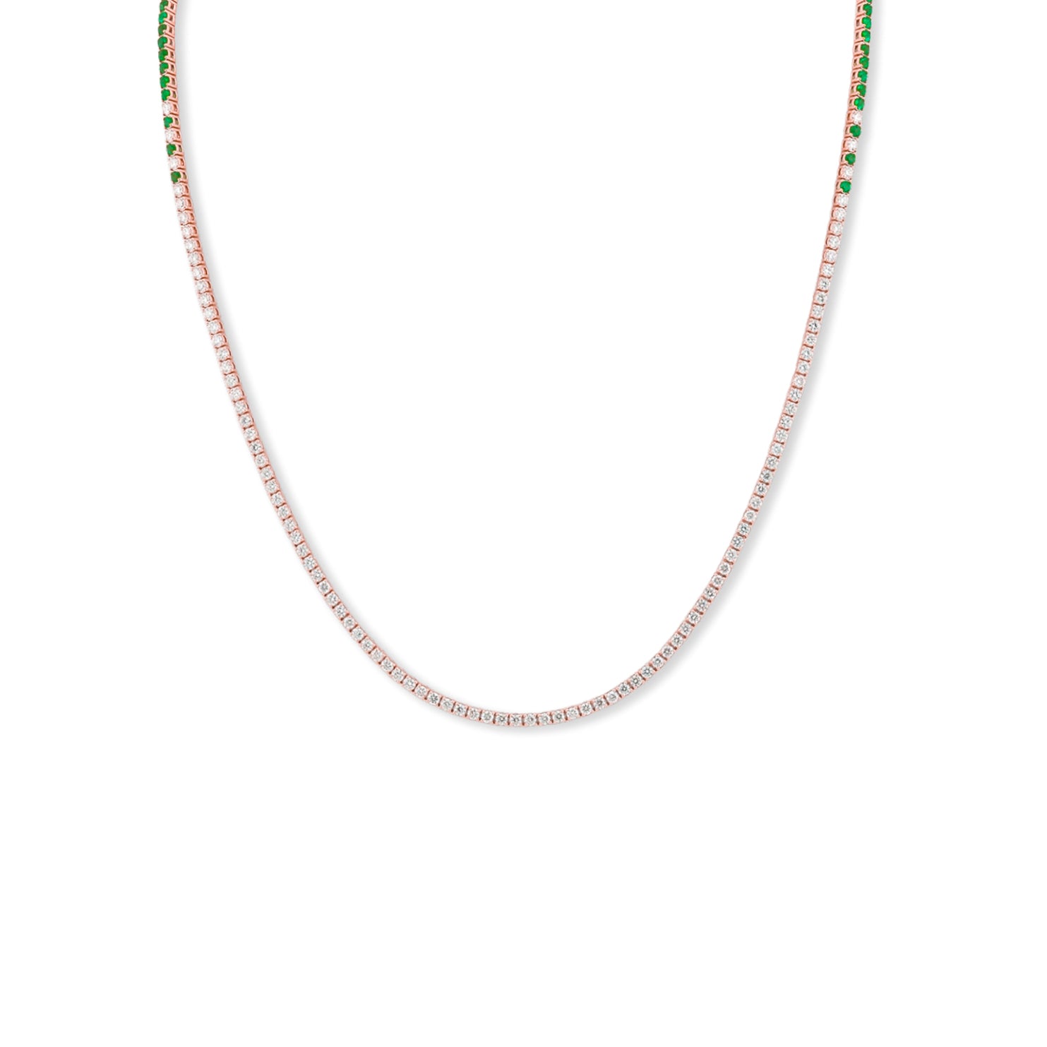 Emerald Eclipse Diamond Tennis Necklace - Solid Gold