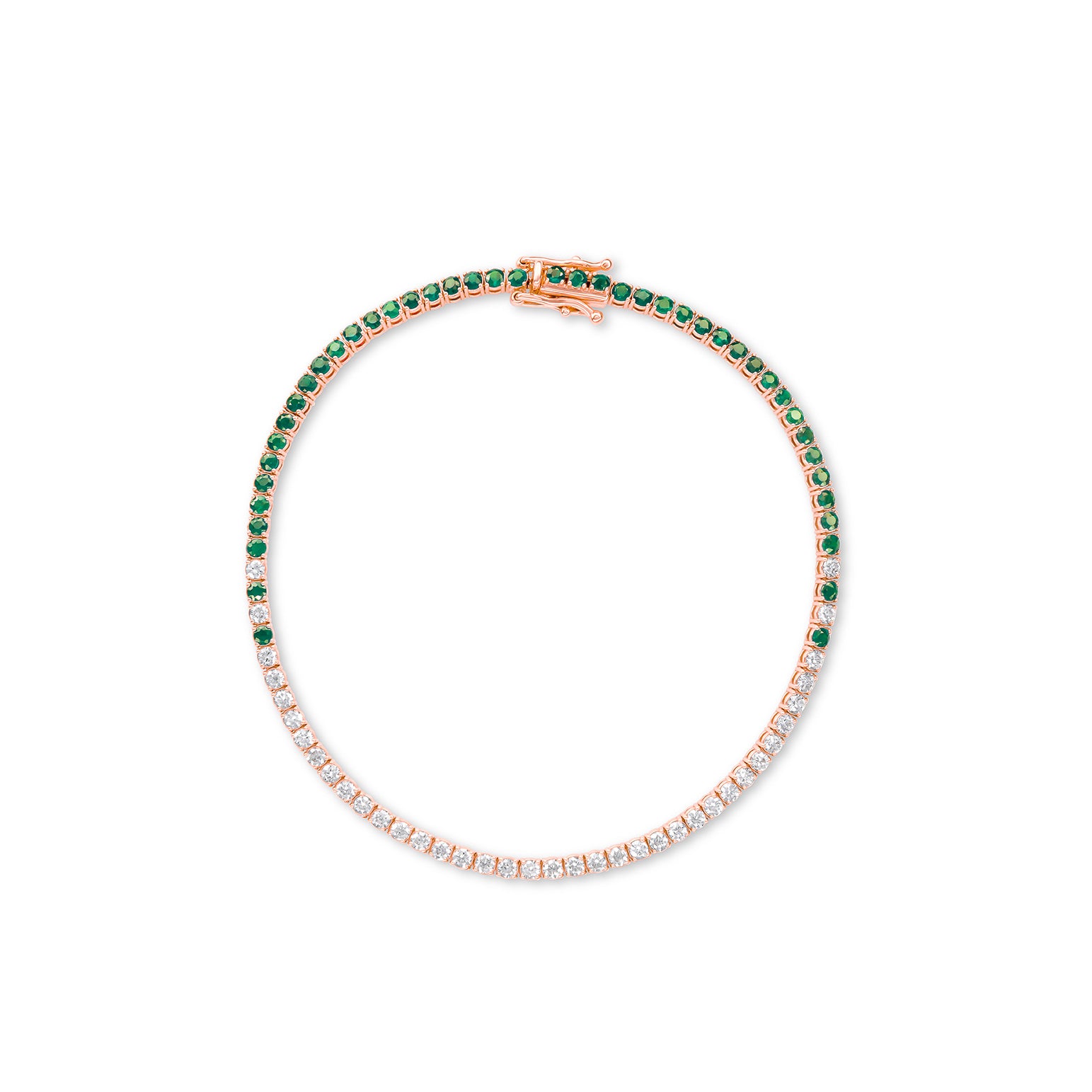 Emerald Eclipse Diamond Tennis Bracelet - Solid Gold