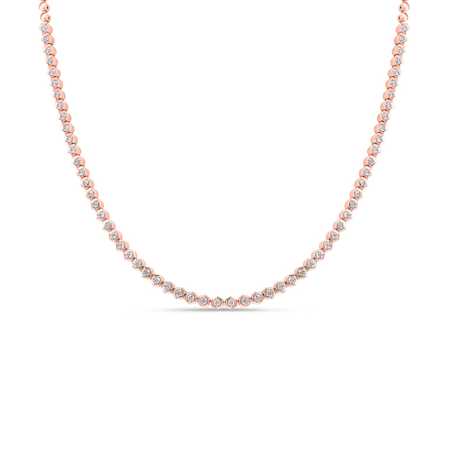Hex Chunky Diamond Tennis Necklace - Solid Gold