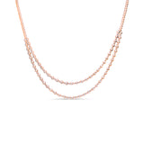 Double Layered Diamond Tennis Necklace - Solid Gold
