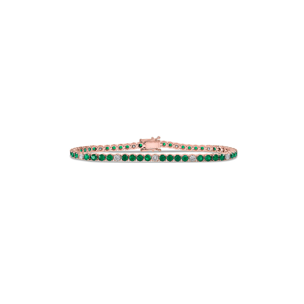 Bold Dotted Emerald Diamond Tennis Bracelet - Solid Gold