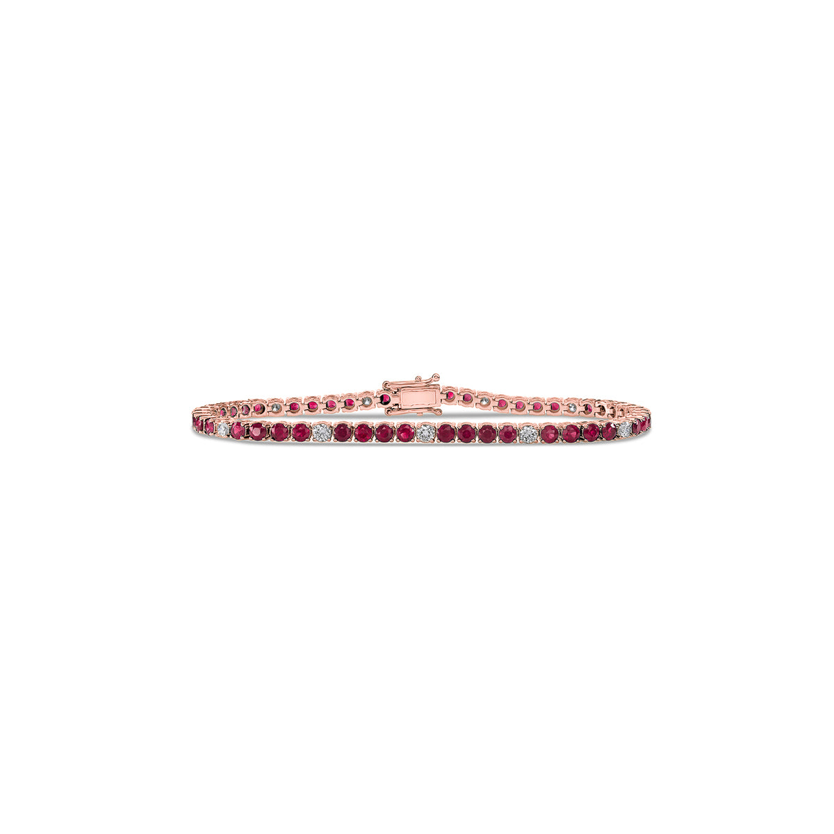 Bold Dotted Ruby Diamond Tennis Bracelet - Solid Gold