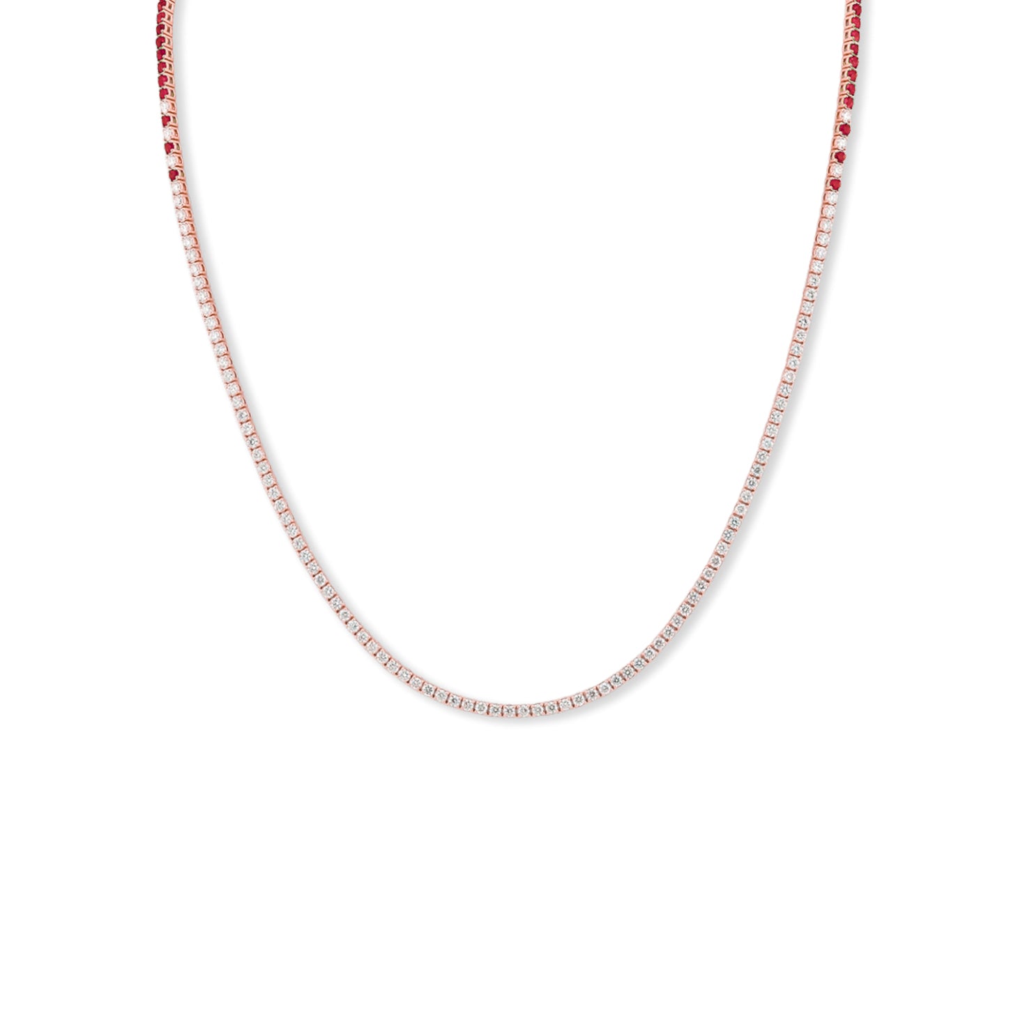 Ruby Eclipse Diamond Tennis Necklace - Solid Gold